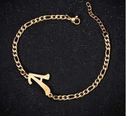 Alphabet Pendant Stainless Steel Link Bracelets Metal English Letters Couple Bracelet for Men Women