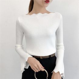 Autumn And Winter Women's One-piece Collar Shirt Long-sleeved Bottoming Sweater Slim Sleeve Short 210427