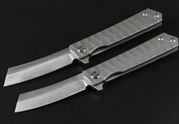 Flipper Folding Knife D2 Tanto Satin Blade TC4 Titanium Alloy Handle Ball Bearing Knives H5370