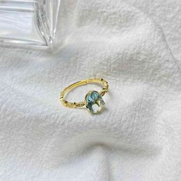 Dainty 925 sterling sier gold zirconia blue ring