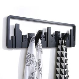 Hangers & Racks SKTN 1PCS City Building Multi-group Hooks Horizon Coat Hook Creative Wall On The Hanger Behind Door