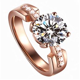 Womens Rings Crystal Jewellery New plated four claw ring K gold eight heart flash diamond zircon wedding engagement small Cluster For Female Band styles