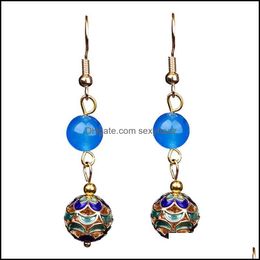 Other Earrings Jewelry Chalcedony Flowers Drop Blue Jade Agate Amet Fashion Natural Charm Gifts For Women Her Delivery 2021 Sj7Fl