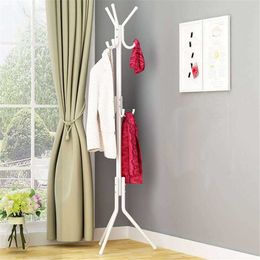 9 Hooks Assembled Metal Clothes Hangers Tree 32mm Tube 4 Colours Hat Coat Rack 175x45mm Bedroom Clothing Stand Organiser 210702