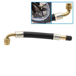Tyre Inflation Repair Kit Tools Flexible Rubber Valve Extension 90 Degree Bent Swivel End Brass Stem 5/8/11 inch Professional Vehicle Tyre Inflation-Tool