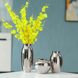 Luxury Europe Gold Silver Ceramic Vase Home Decor Creative Design Porcelain Decorative Flower For Wedding Decoration Vases