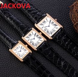 Woman Watches Men Top Fashion Tank Series Casual Watch 32mm 27mm 24mm Womens Real Genuine Cow Leather Quartz Ultra Thin highend Wristwatch wholesale and retail gifts