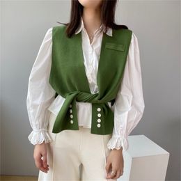 LANMREM profile shawl knitting street wear solid fashionable sleeveless cardigan with various shapes 2A398 210805