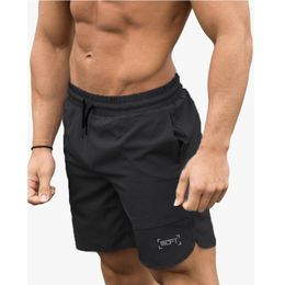 Muscleguys Brand Clothing Bodybuilding Shorts Men Fitness Workout Casual Print Sportswear quick dry gyms short pants 210421