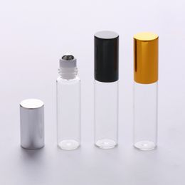 100 PCS/Lot 5ml Essential Oil Bottle Roller Ball perfume sample bottle Glass Roll On Containers