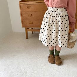 Meninas Primavera Cute Dot Shaints Estilo Coreano Crianças Soft Casual All-Match Skirt 1-7Y 210615