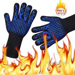 Hot BBQ Gloves Heat Resistant Kitchen Oven Mitts Professional Long Heat Resistant Cooking Gloves for Grilling,Barbeque CC0539
