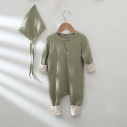 Spring New Style Cotton Long Sleeve Bodysuit Newborn Toddler infant boy girl Solid fashion baby Romper 210413