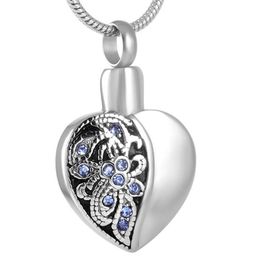 Cremation souvenir heart-shaped black pattern pendant necklace, cremation jewelry ashes urn memorial family or pets can be