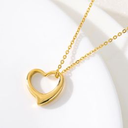 Pendant Necklaces Hollow Heart Choker Pendants For Women Stainless Steel Gold Cute Shape Charm Necklace Jewelry Gift Bijoux Femme256y