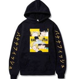 Harajuku Banana Fish Unisex Hoodies Japanese Anime Funny Printed Men's Hoodie Streetwear Casual Sweatshirts H1227