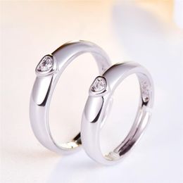 Wedding Rings Personalised Stainless Steel Heart-shaped With Diamond Ring Set