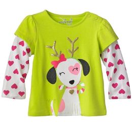 christmas Children T-shirts Girls Tee shirts Cotton kids t shirts baby girls clothes dog x'mas gift for girl 210413