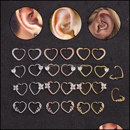 Other Body Jewellery Heart Steel Small Nose Rings Mixed Colour Clips Hoop For Women Men Cartilage Piercing Drop Delivery 2021 W9Gbu