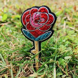 Pins, Brooches Silk Rose Brooch Hand Embroidery Buiter Thanks Bag Patch Is Hanged Adorn Adornment Badge Pin