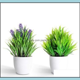 Decorative Festive Party Supplies Gardendecorative Flowers & Wreaths 2 Pcs Artificial Plants, Plastic Mini Plants Unique And Pot Decoration