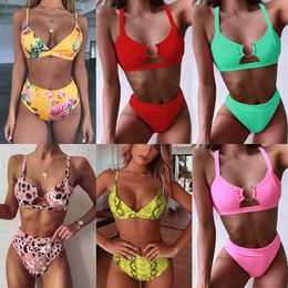 Sexy Snake Print Bikini 2021 Female Swimsuit Women Swimwear Thong Push Up Bikinis Set High Waist Swimming Suits for Bathing SuitX0523