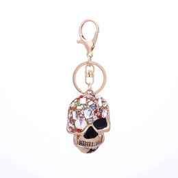 Western Fashion Skull Metal Car Key Chain Colourful Stylish Rhinestone Keychain Women Pendant Creative Gift Jewellery Dropshipping