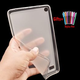 Case for Amazon Fire 7 2019 9th Generation Cover Tablet Ultra Slim TPU Silicon Soft Shockproof Back Shell Funda Capa +Stylus Pen