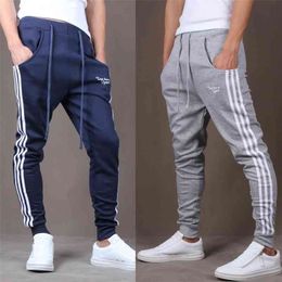 Fashion Tracksuit Bottoms Mens Casual Pants Cotton Sweatpants Joggers Striped Track Gyms Clothing 210715