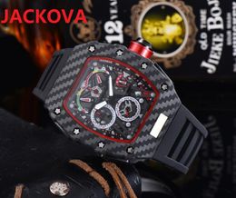 Top Skeleton Dial Designer Mens Watch Rubber Silicone Sapphire Men Day Date Full Functional Fashion Luxury Wood Colorful Watches High Quality Quartz Clock