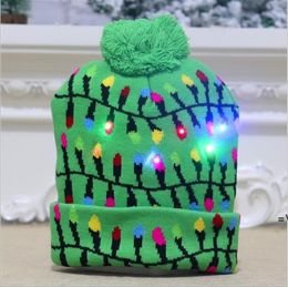 LED funny Christmas Hat Novelty Light-up Colourful Stylish Beanie Cap Knitted Xmas Party JJF10911