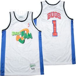 -Space Jers Tune Squad 1 Bugs Bunny Jersey Баскетбол Спорт Униформа Команда Цвет Белый Все Швы Дышащий Чистый Хлопок Высокое Качество Люди Продажа