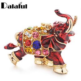 Dalaful 3D Auspicious Elephant Key Holder Chains Whole Enamel Colorful Crystal Bag Pendant Keyrings KeyChains For Women K280 G1019