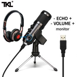 TKL USB Podcast Condenser Microphone Professional PC Streaming Uni-directional Mics Kit Game Recording YouTube
