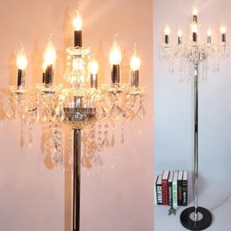 Floor Lamps Modern Led Candle Lamp For Living Room Wedding Crystal Candlestick Chrome Lambader Party Light 110-240V E12/E14