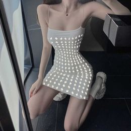 Summer Tops Sexy Korean Reflective Glow Mini Party Bodycon Dress Elegant Tank Vest Dresses Clothes Vintage UD87 210603