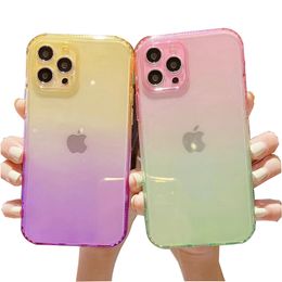 Gradients Cases TPU Transparent Cover 2.0mm Shockproof With Airbags Anti-Slip For iphone13 13Pro 13mini 13promax 12 11proMAX X XR XSMAX 8PLUS 7PLUS 8 7 SHSCASE