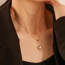gold chain for wedding UK - Shell Butterfly Necklaces Women Adjustable Gold Chain Charm Kpop Delicate Zircon Pendant Necklace Wedding Party Bridal Jewelry