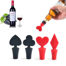 4 Styles Poker Bottle Stopper Caps Family Bar Preservation Tools Wine Food Grade Silicone Bottles Stopper Creative Design Safe Healthy HY0281