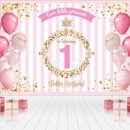 Party Decoration 1 Year Old Birthday Background Children's Pography Of Pink Happy Baby Shower Supplies