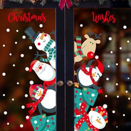 Christmas Stickers Happy New Year Decoration House Festival Decoration Snowman Snowflake SantaClaus Xmas Gift Wall Stickers