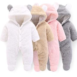 2styles born Baby Winter Hoodie Clothes Polyester Infant Girls Pink Climbing Spring Outwear Rompers Boy Jumpsuit 211229