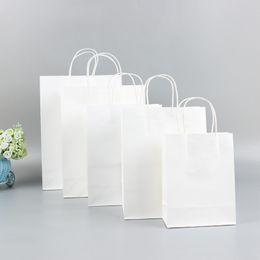 Various Sizes White Paper Shopping Packing Bags 200gsm Clothes Garments Packaging Bag Retail Shop Gift Package Eco-friendly and Foldable