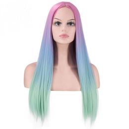 Wigs in European and American Fashion leisure cosplay vary gradually long temperament, straight hair, curly hair, dance party, dyed wig