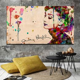 Street Art Audrey Hepburn Watercolor Painting Canvas Wall Pictures for Living Room Posters and Prints Modern Art