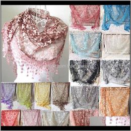 Wraps Hats, & Gloves Aessoriesprinting Width Scarf Fashion Women Tassel Lace Grace Ladies Solid Colour Shawl Chiffon Soft Hollow Fringed Work
