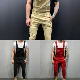 GAOKE UK Mens Fashion Denim Dungaree Bib Overalls Jumpsuits Moto Biker Jeans Pants Trousers 2021 New X0621