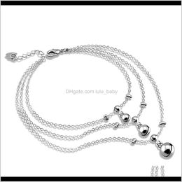 Anklets Jewelry Drop Delivery 2021 Fashion 925 Sterling Chains,Multi-Level Bell Pendant Design,Summer Girls Anklets,Solid Sier Chains,Gifts F