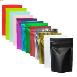 Multi Size Black/ Gold/ Green/ Pink/ Silver Storage Ziplock Gusset Bag Heat Sealing Metallic Mylar Zip Lock Stand Up Bags 100pcsgoods