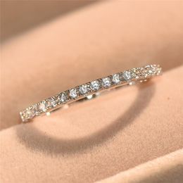 Wedding Rings Fashion Female Crystal White Zircon Ring Set Boho 925 Silver Rose Gold Bridal Sets Promise For Women